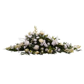 Kistepynt Englenes Sang - med hvide blomster og et strejf af lime
